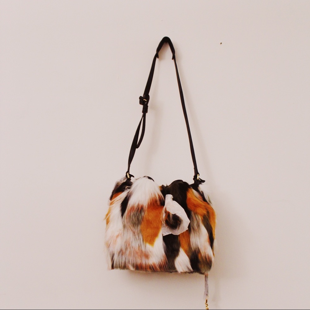 ugg australia lidiya patchwork bucket bag faux fur